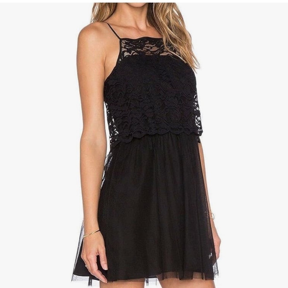 BCBGeneration Women's Halter Tulle Lace Dress Black Size 2